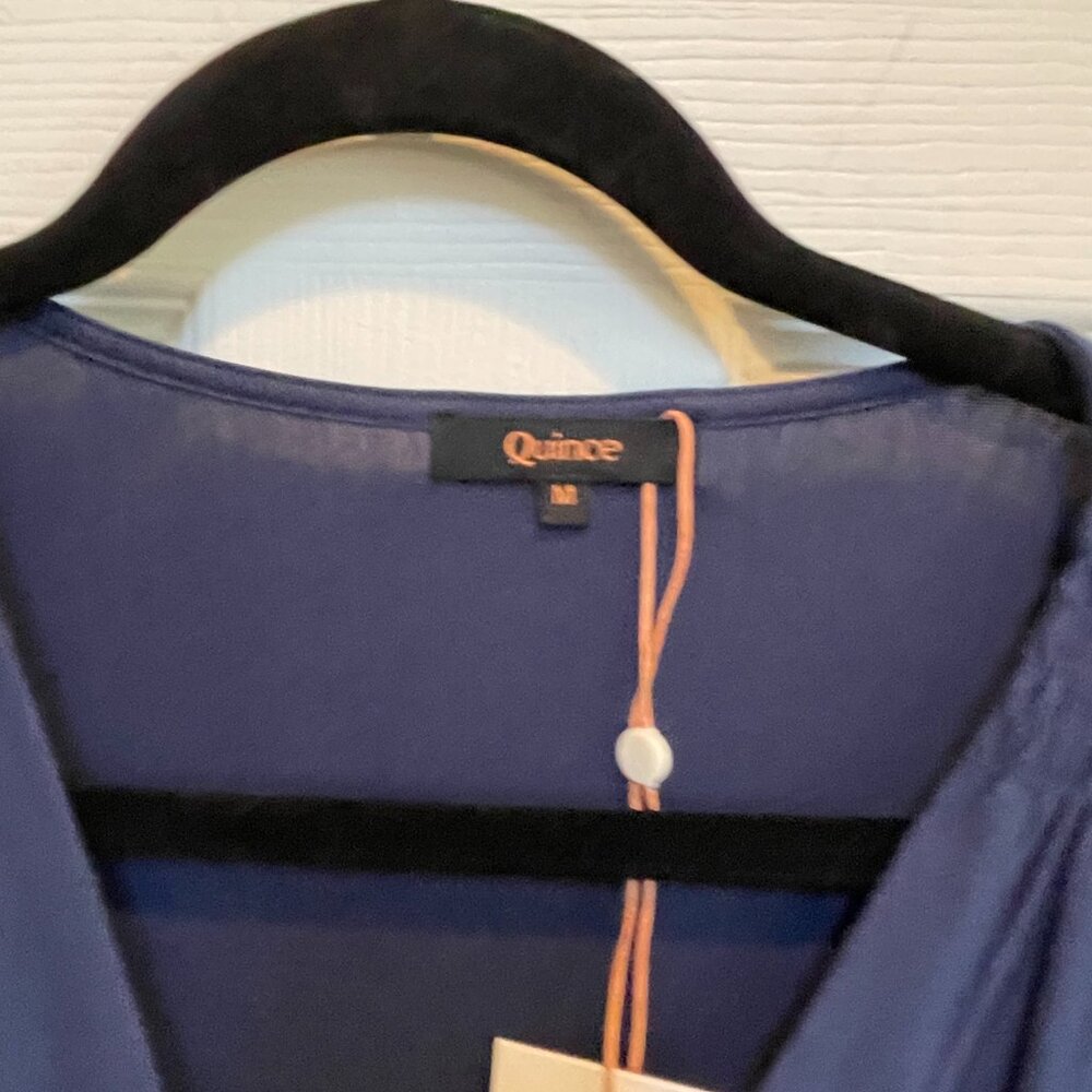 Quince Tencel Jersey V-Neck Long Sleeve Midi Dress Navy Sz S #84 - Picture 8 of 9